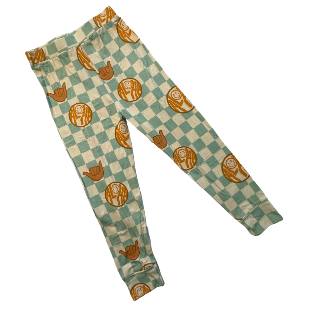 Pajama 2 Piece Set - Checkered Mint Aloha