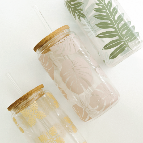 Monstera | 16 oz Glass Drinking Jar