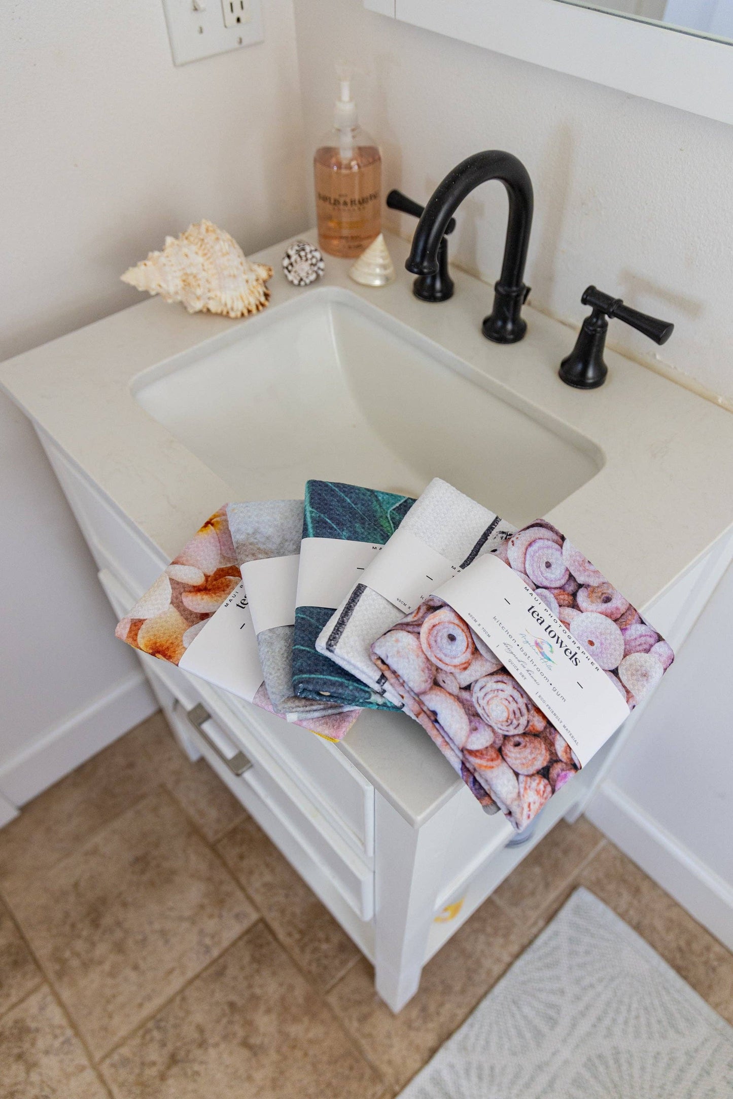 White Coral & Bora Bora Ocean Tea Towel