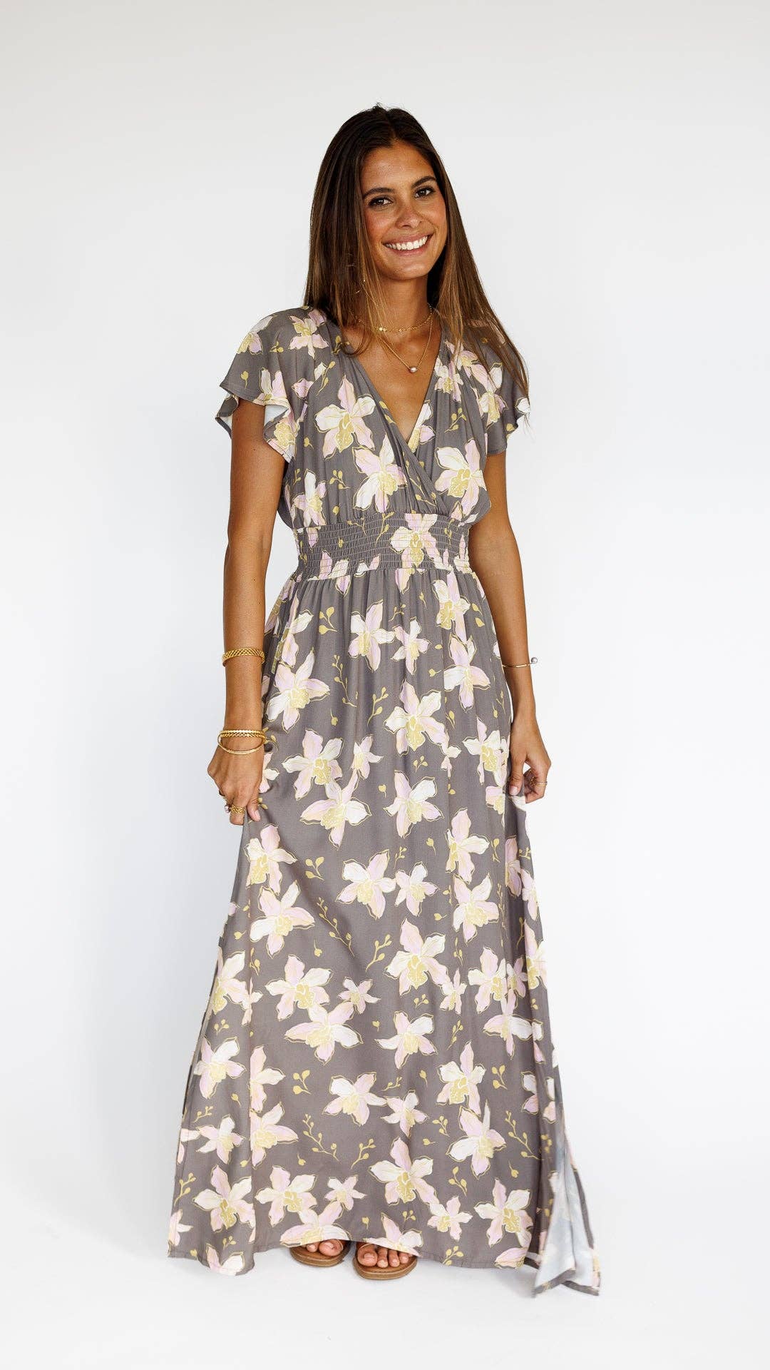 Orchid Blooms / Moana Maxi Dress / Coconut Husk