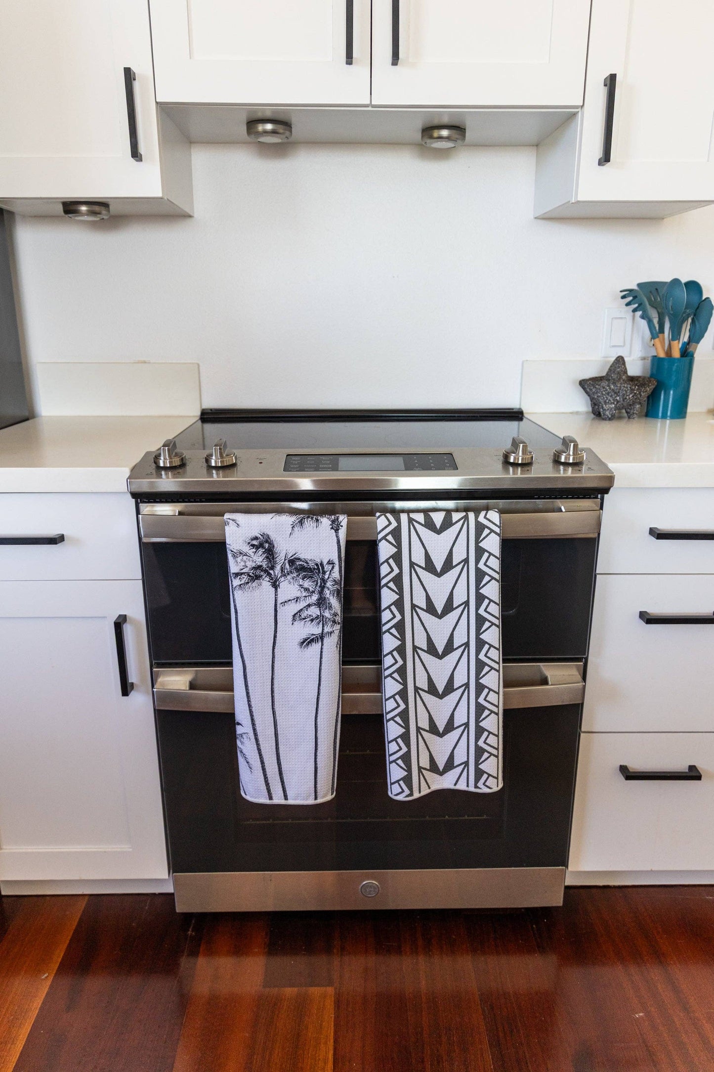 Black & White Palms & Tribal Tea Towel