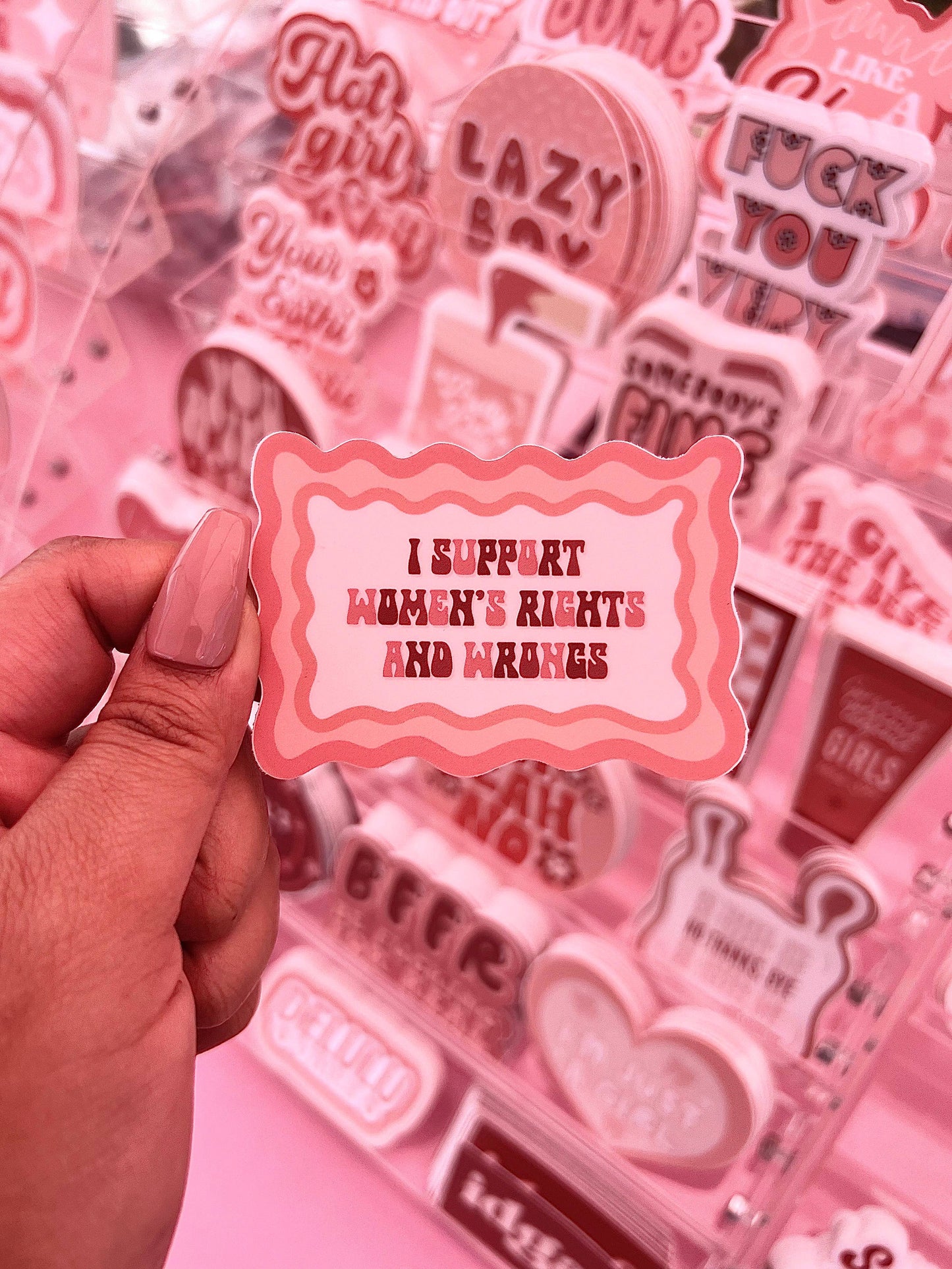 I Support Women's Rights and Wrongs Sticker, 3x2"