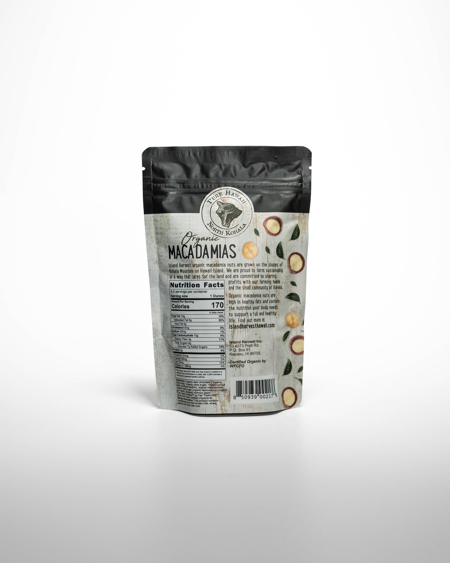 Organic Macadamias with Dark Chocolate (4.5oz)
