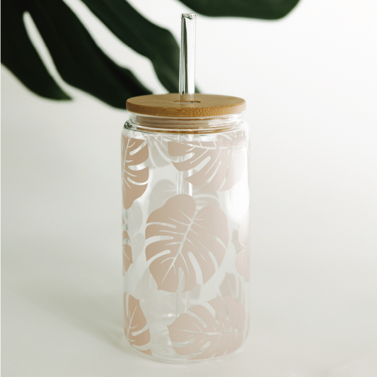 Monstera | 16 oz Glass Drinking Jar