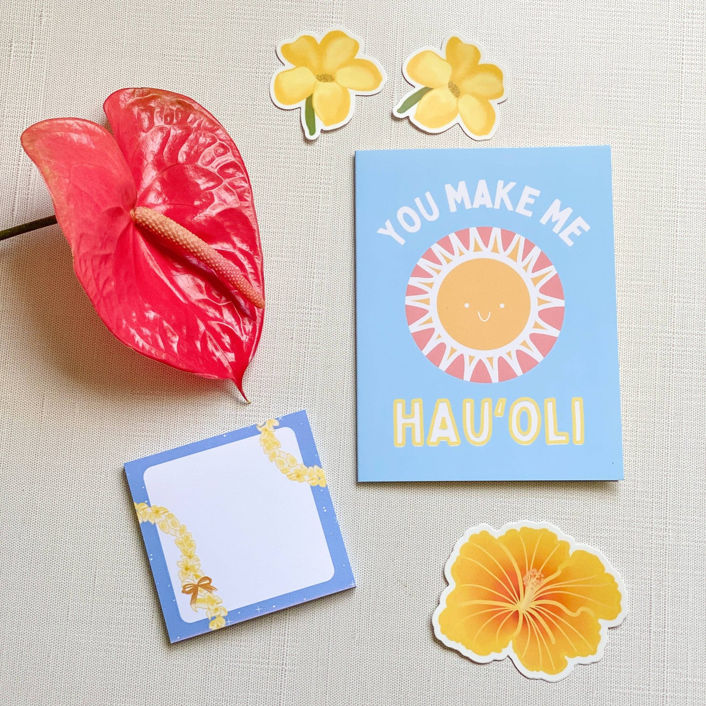 Blue Plumeria Lei Sticky Notes