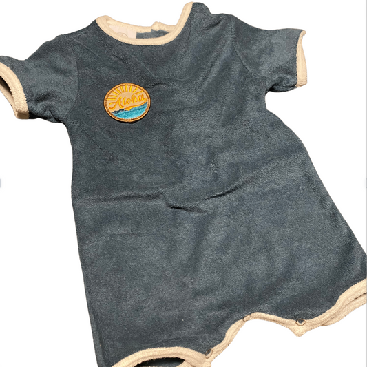 Terry Romper - Navy Blue, Aloha Waves Patch