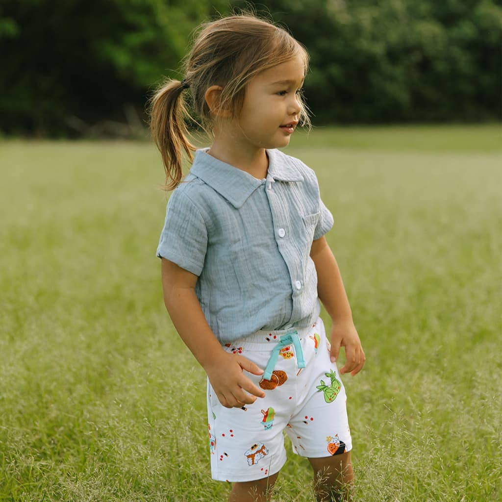 Island Mixed Plate Bamboo Drawstring Shorts