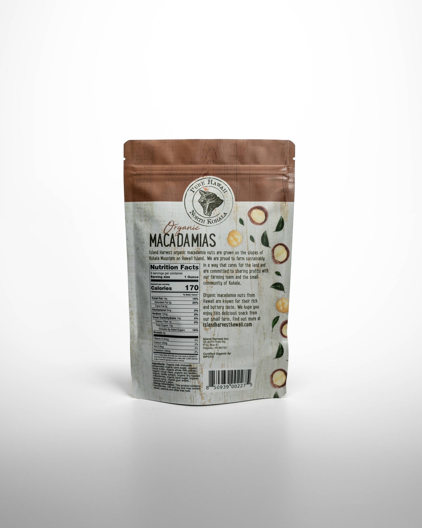 Organic Macadamias with Milk Chocolate (9oz)