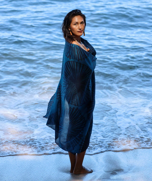 Navy 'Opihi Organic Cotton Pareo
