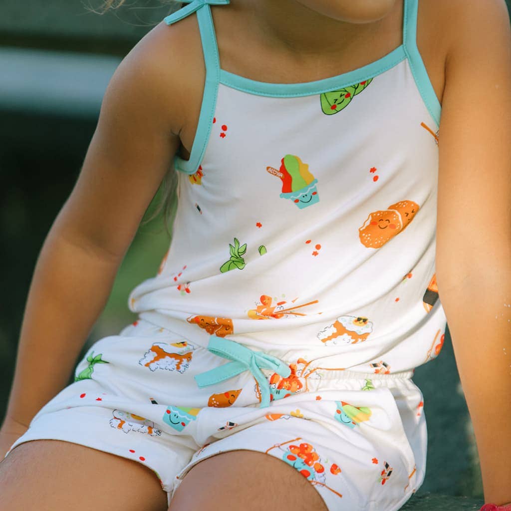 Island Mixed Plate Girls Shortie Bamboo Romper