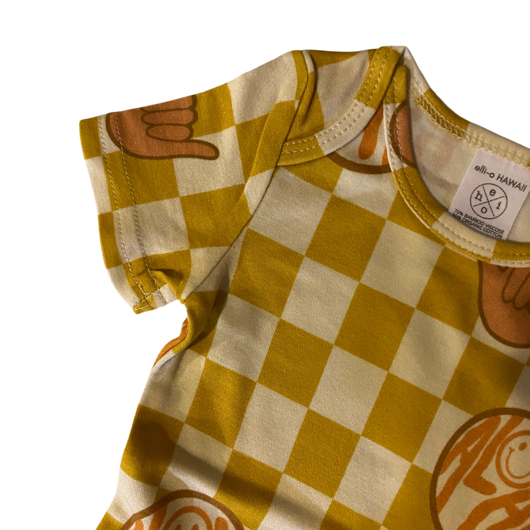 Classic Onesie - Checkered Yellow Aloha