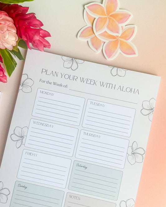 Plumeria - Weekly Desk Pad (8.5" x 11")
