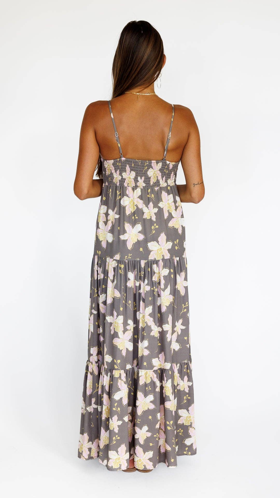 Orchid Blooms / Haleiwa Maxi Dress / Coconut Husk
