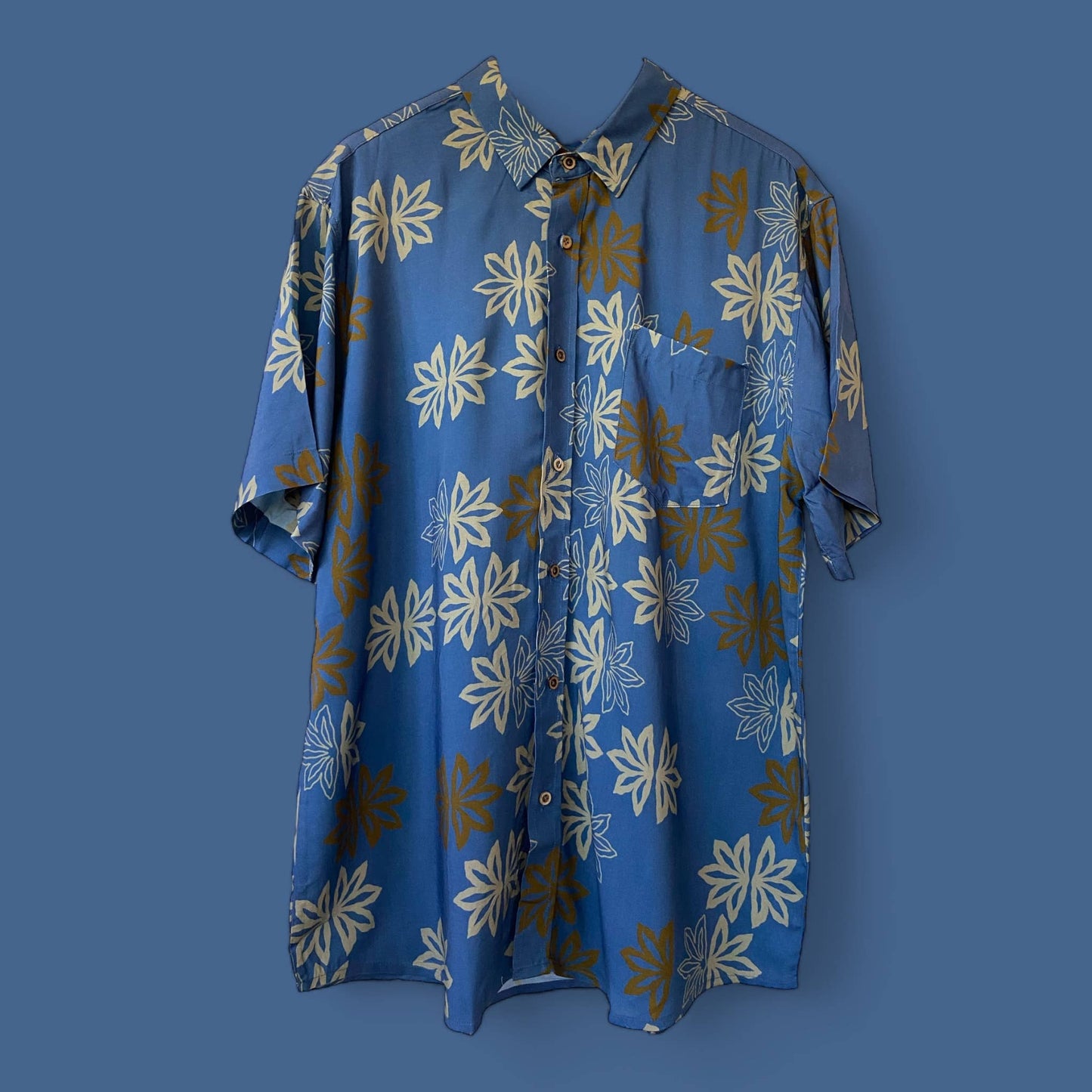 Mens Aloha Shirt - Sky Blue Naupaka