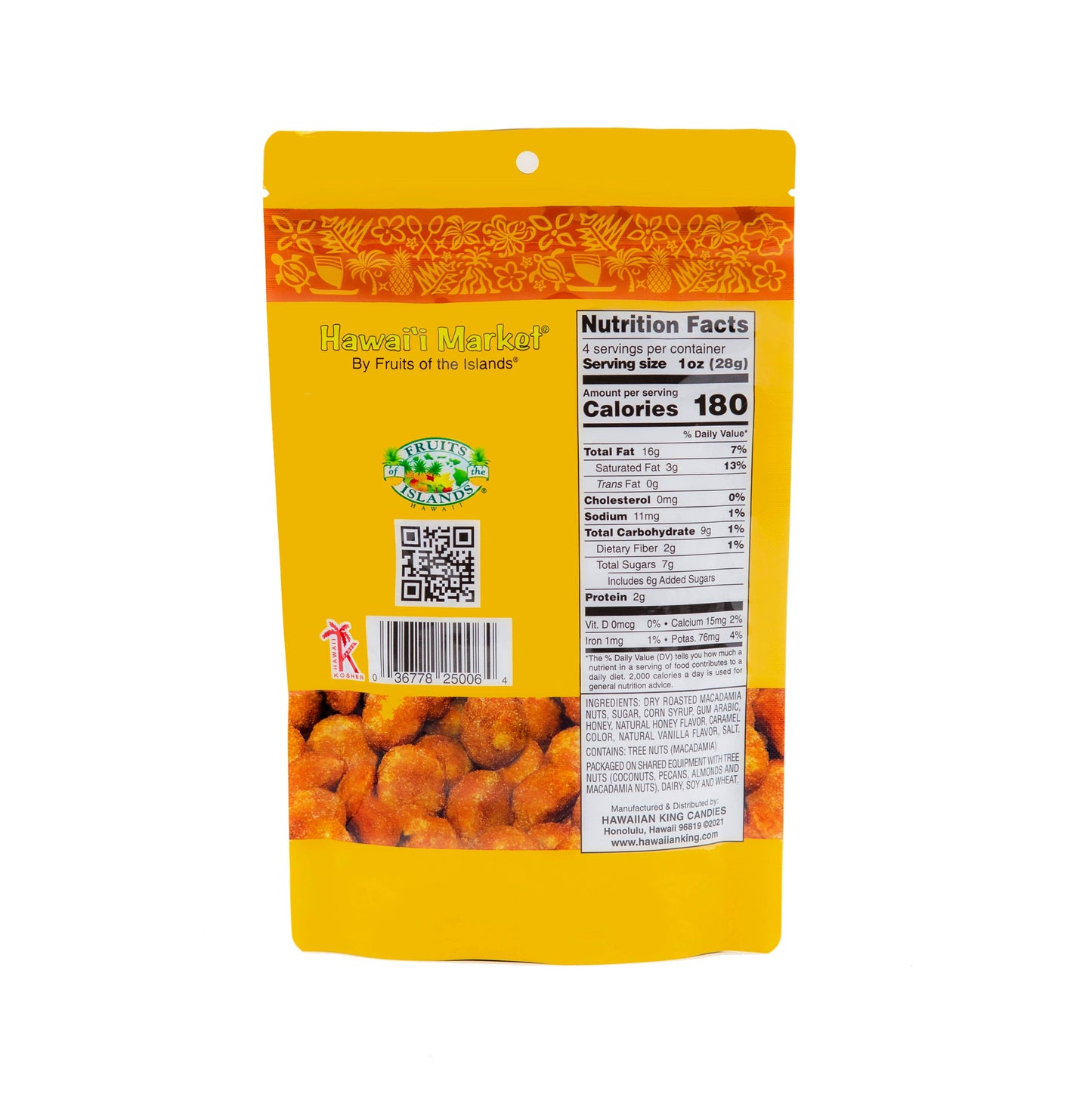 Hawaii Market Honey Roasted Macadamia nuts 4oz/ 24c