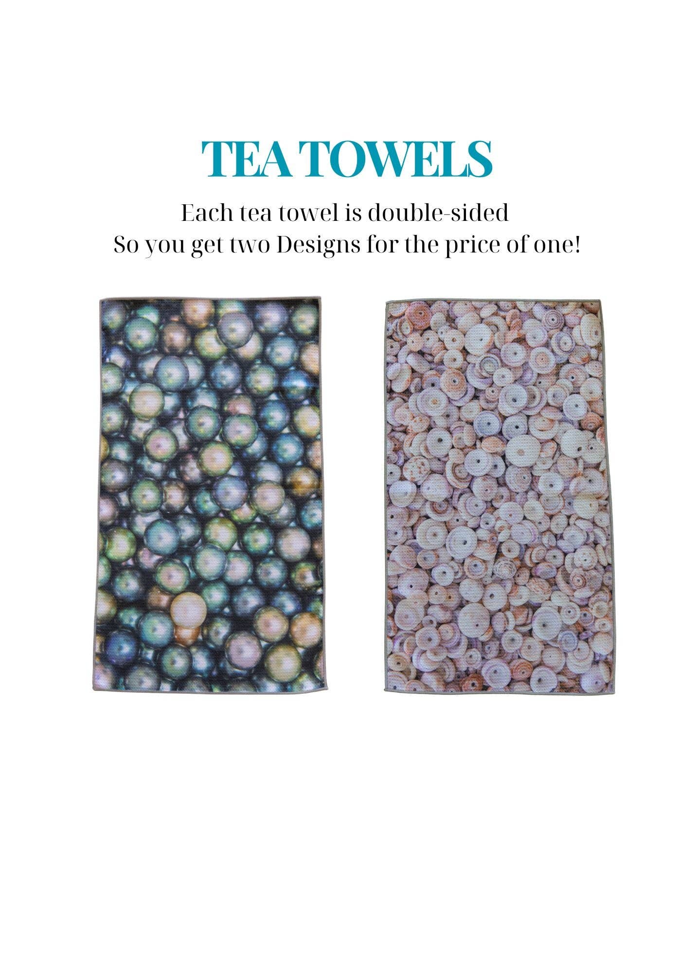 Puka Shells & Tahitian Pearls Tea Towel