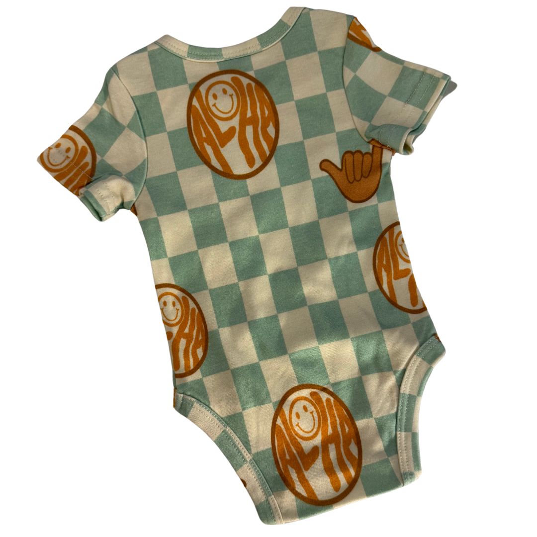 Classic Onesie - Checkered Mint Aloha