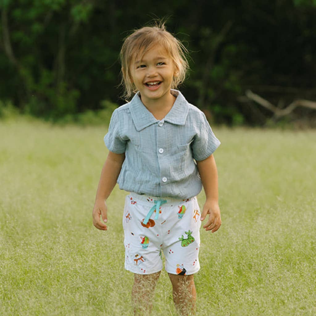 Island Mixed Plate Bamboo Drawstring Shorts