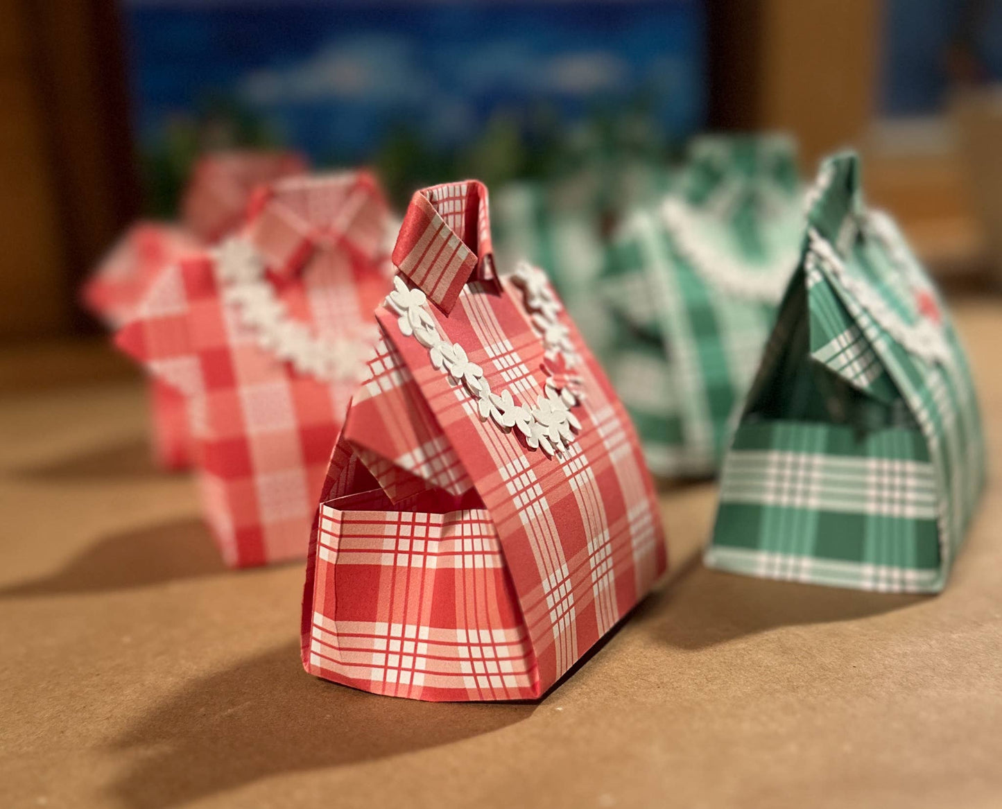 Handmade Origami Aloha Shirt Treat Gift  Boxes - Palaka