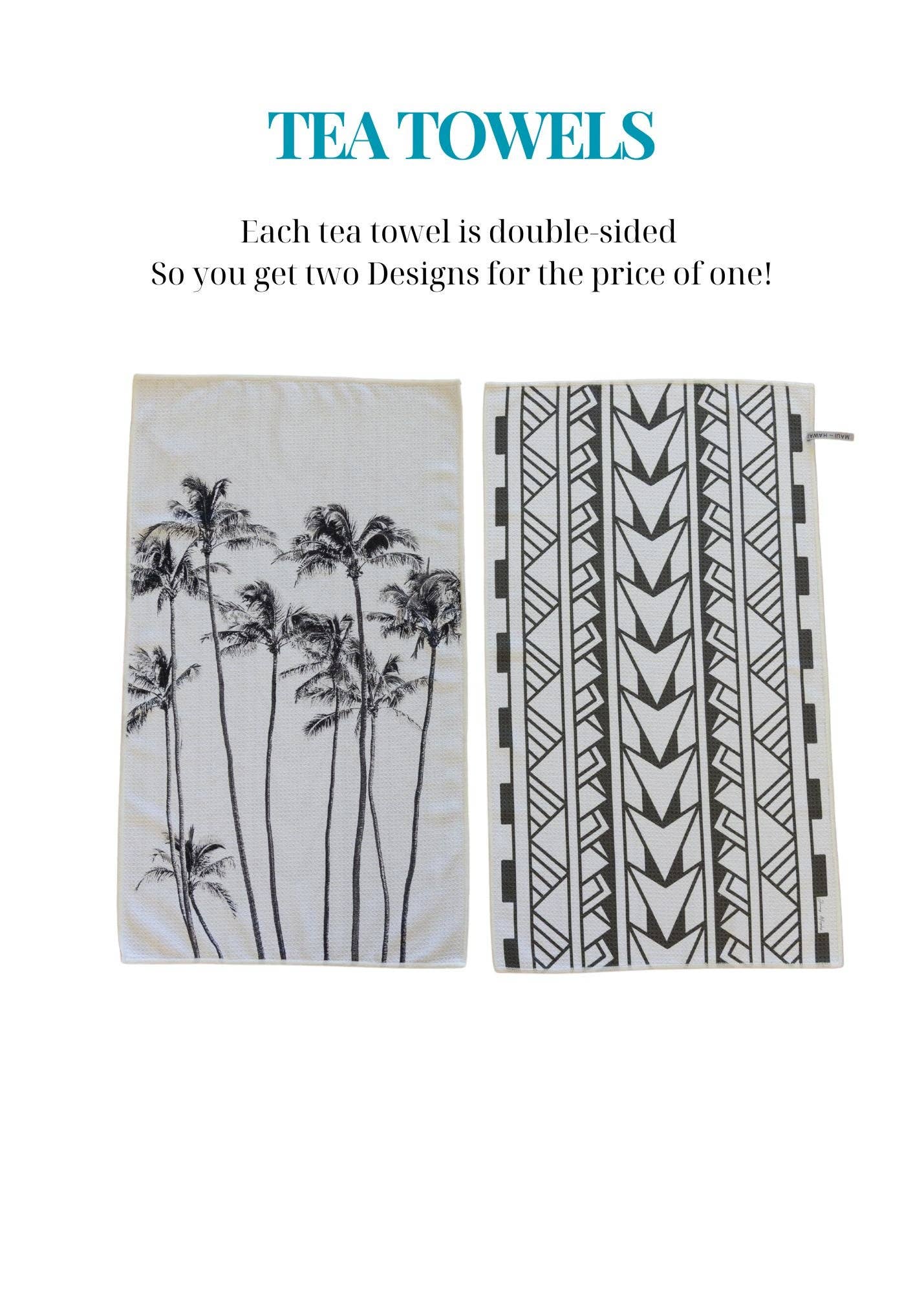 Black & White Palms & Tribal Tea Towel