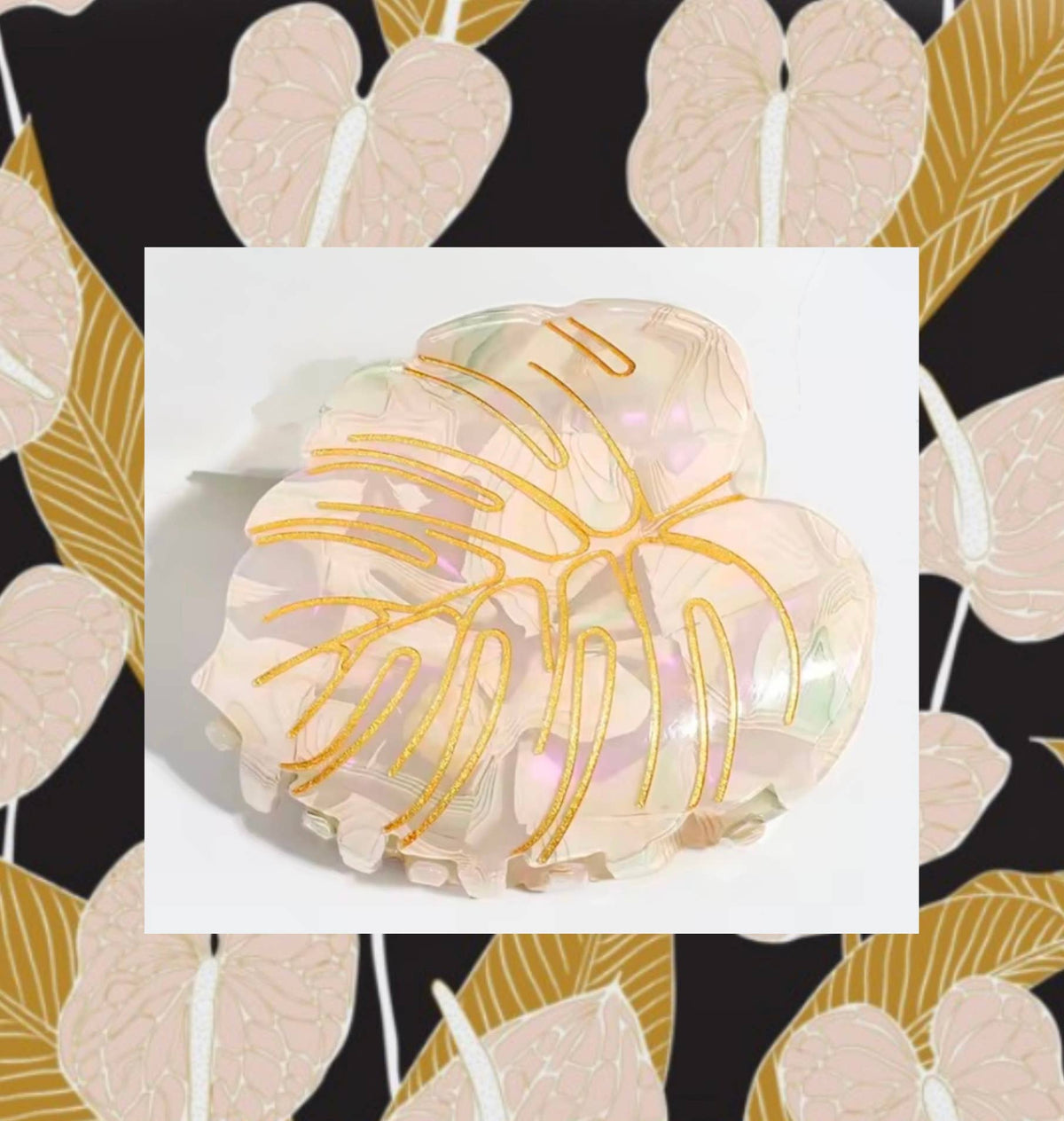 Monstera Gold Claw Clip