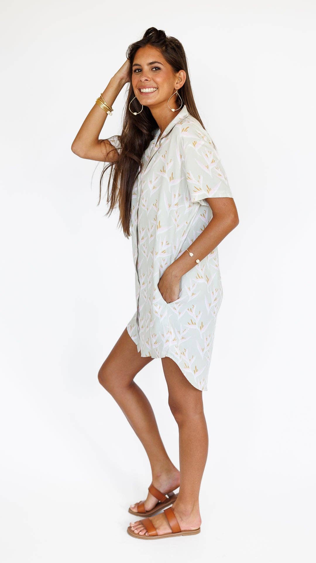 Heliconia / Paia Shirt Dress / Mint