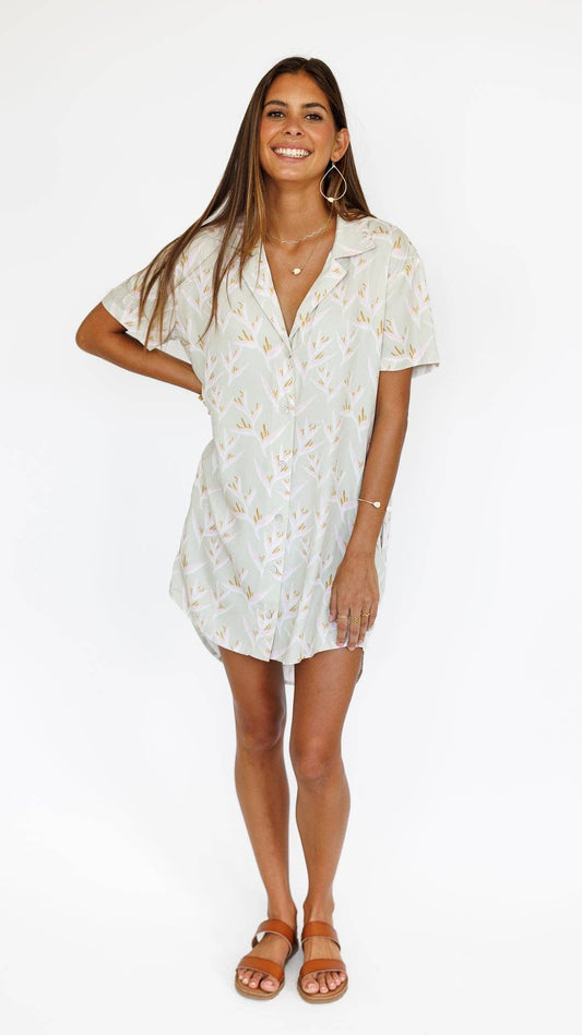 Heliconia / Paia Shirt Dress / Mint