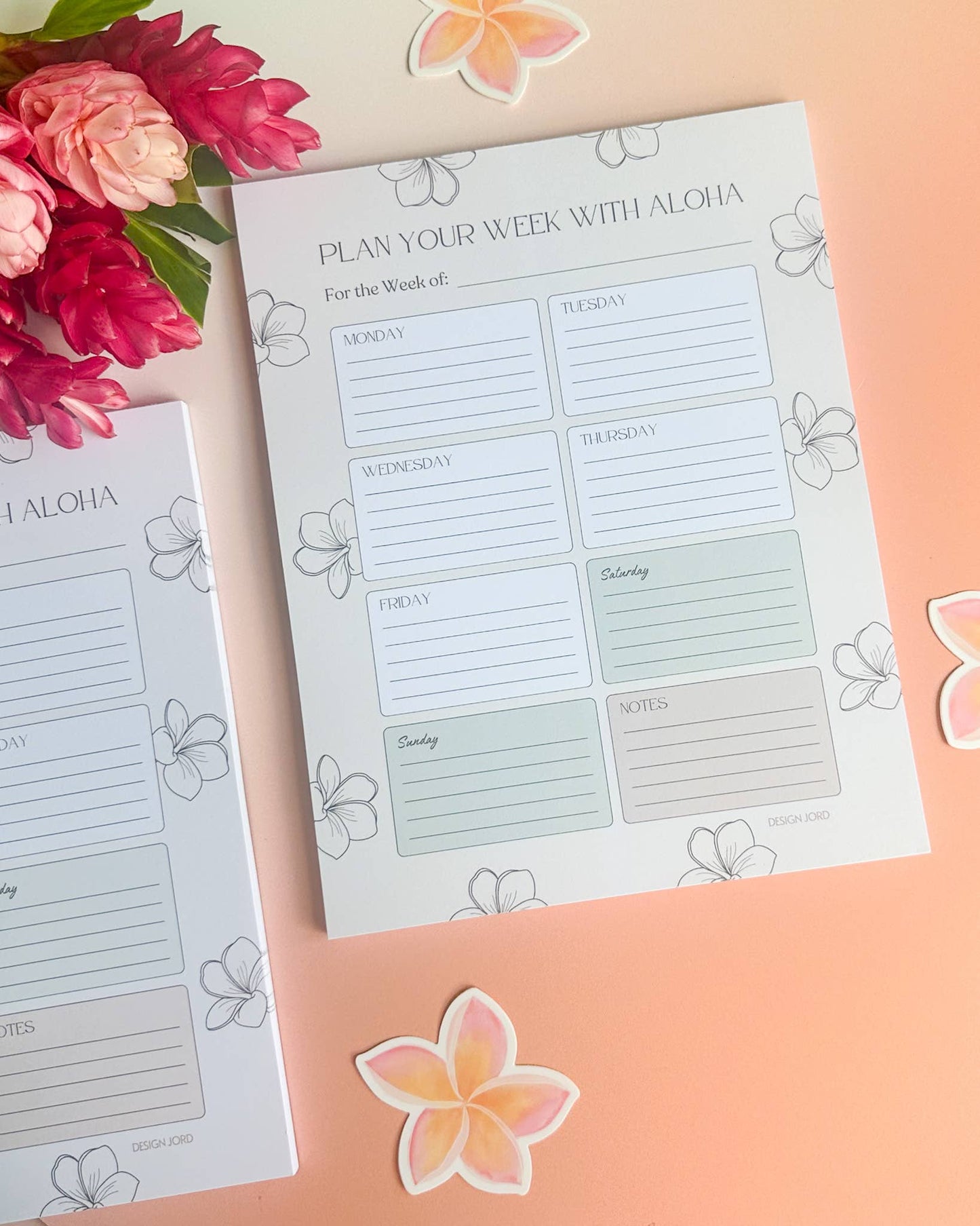 Plumeria - Weekly Desk Pad (8.5" x 11")
