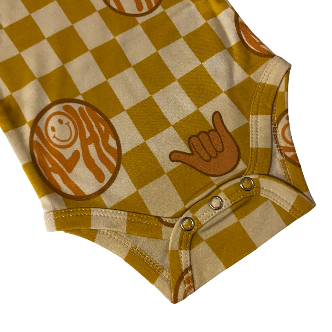 Classic Onesie - Checkered Yellow Aloha