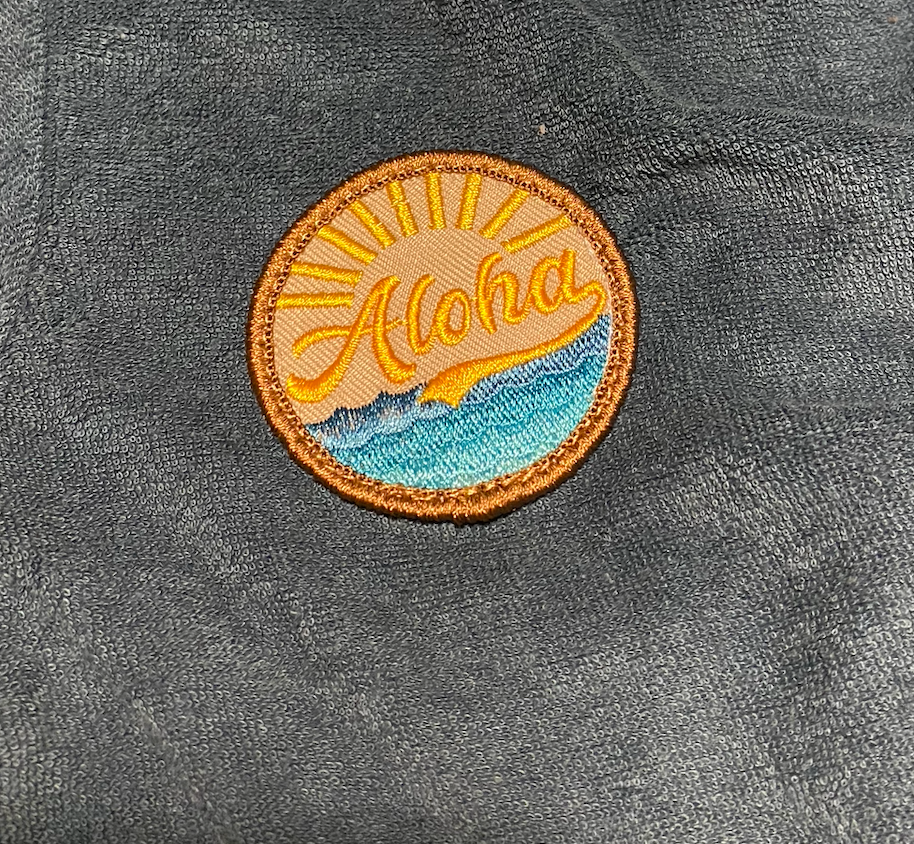 Terry Romper - Navy Blue, Aloha Waves Patch