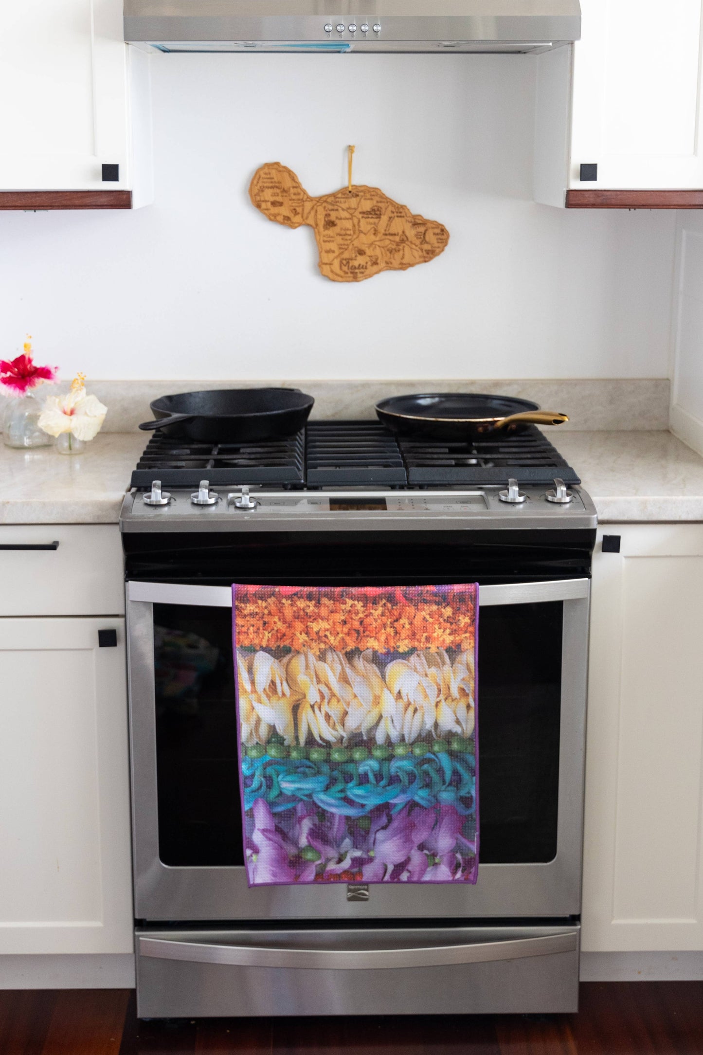Plumeria & Rainbow Lei Tea Towel