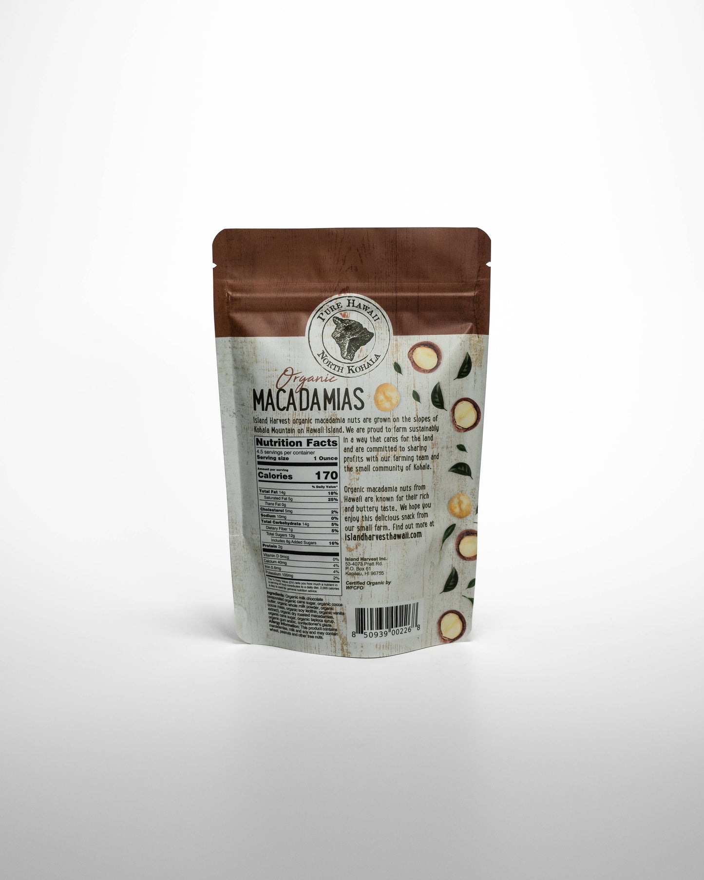 Organic Macadamias with Milk Chocolate (4.5oz)